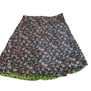 Lingam Womens Reversible Adjustable Button Waist Boho Unique Skirt OS Spain